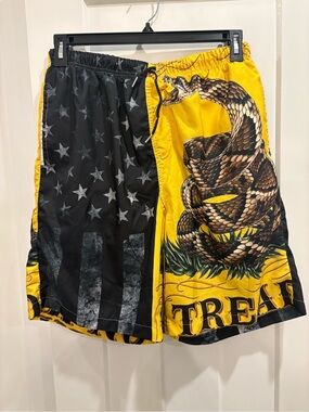 Men's Split USA Gadsden Flag Swim Trunks Don't Tread On Me Board Shorts XL (A7)